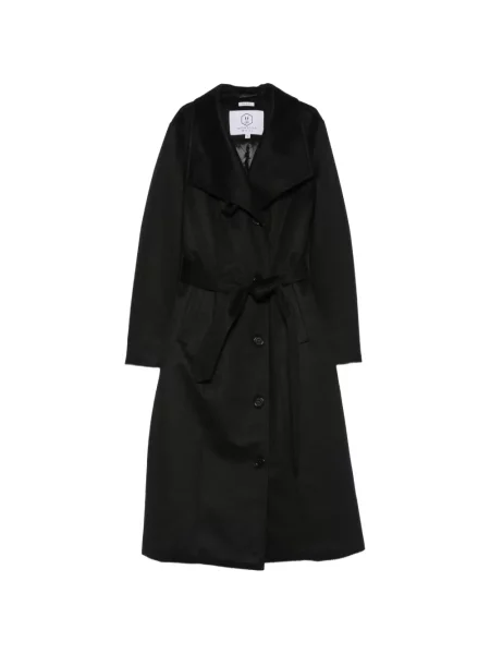Cu centură palton Norwegian Wool de lână negru