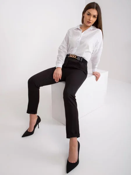 Pantaloni Fashionhunters elegante negru