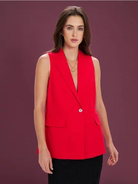 Жилет з домішкою льону червоний