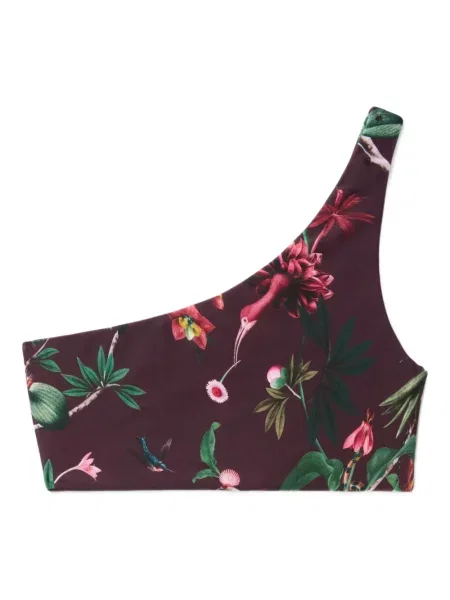 Bikini La Doublej cu model floral cu imagine cu un umăr gol violet