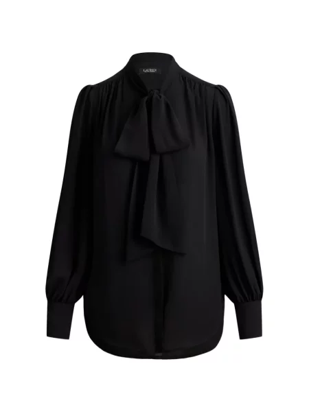 Bluză Lauren Ralph Lauren cu legături negru