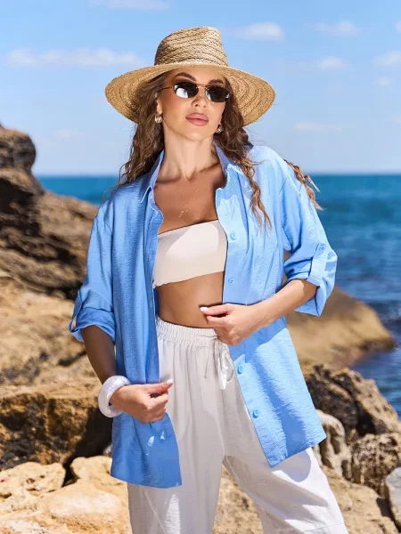 Лляна Сорочка ISSA Plus блакитний