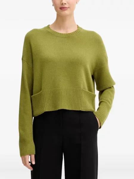 Pulover Benetton cu decolteu rotund verde