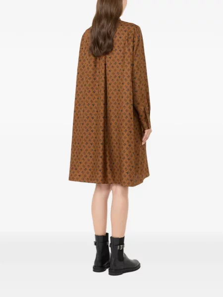 Rochie mini Max Mara de mătase cu imagine maro