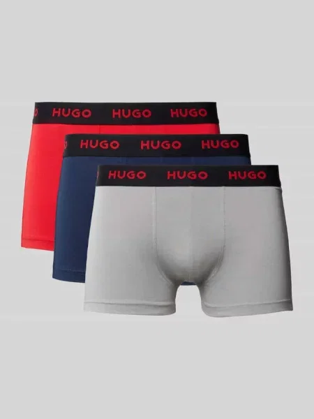 Obcisłe bokserki z mieszanki bawełny w zestaw 3 szt. Hugo czerwone