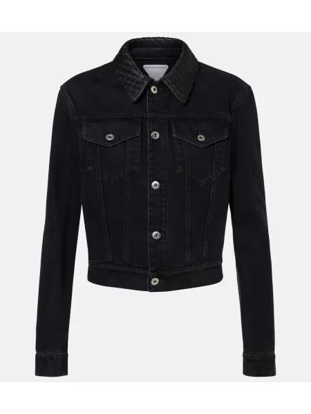Geacă de blugi Bottega Veneta din piele negru
