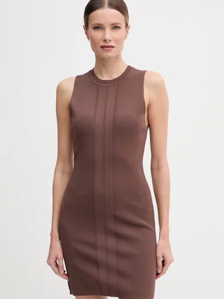 Gaudi sukienka z wiskozą brązowa