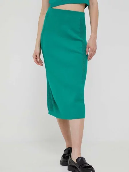 Suknja United Colors of Benetton midi ravna zelena
