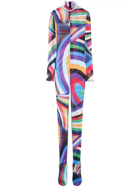 Przezroczysty kombinezon Pucci tiulowy niebieski