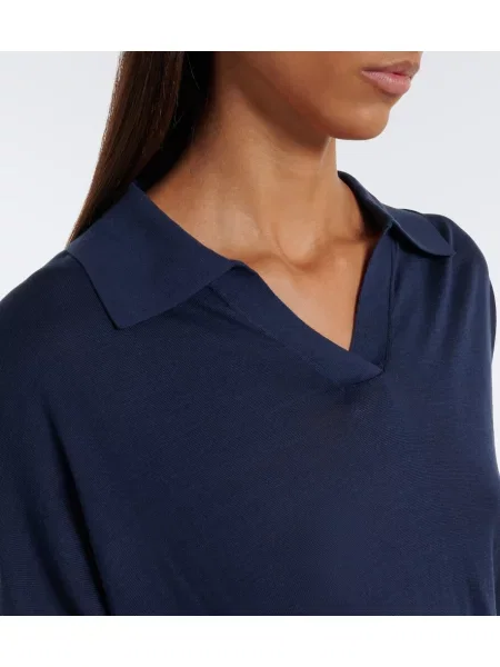 Tricou polo Joseph de mătase albastru