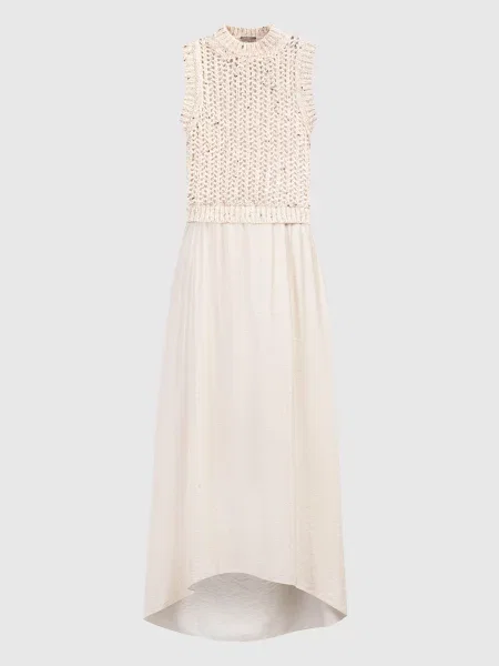 Комбінована сукня з паєтками Peserico бежева
