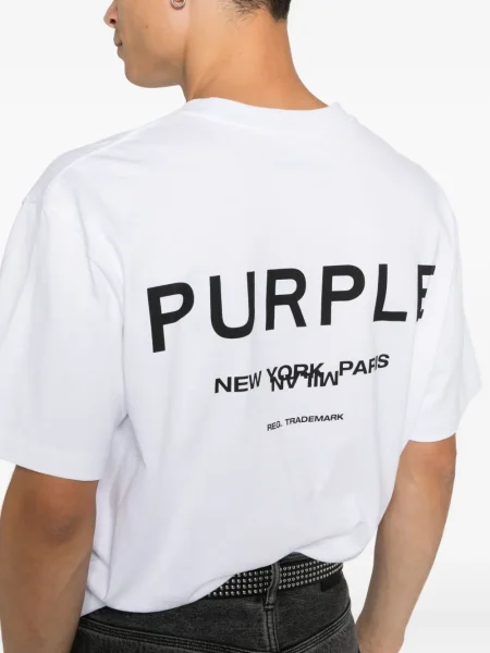 Tricou Purple Brand din jerseu scurt alb
