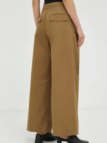 Kalhoty Lovechild široké high waist zelená