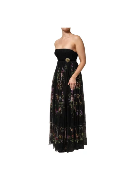 Sukienka maxi Dolce And Gabbana bez ramiączek czarna