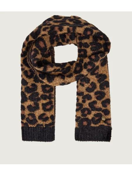 Kurt Geiger Șal Leopard Lurex cu adaos de lână maro