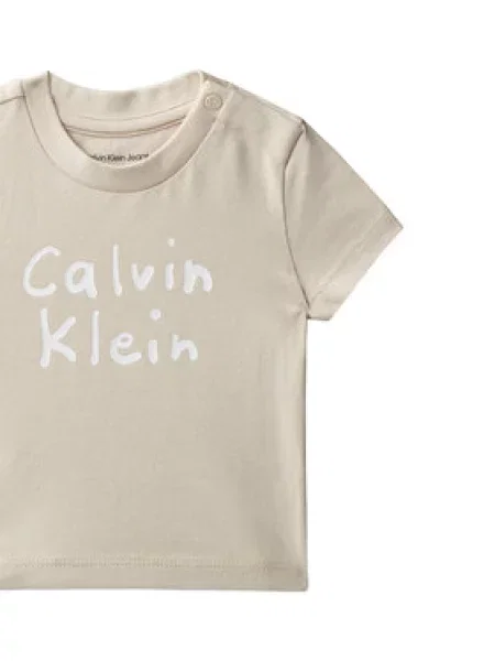 Dětské tričko Calvin Klein Jeans béžové