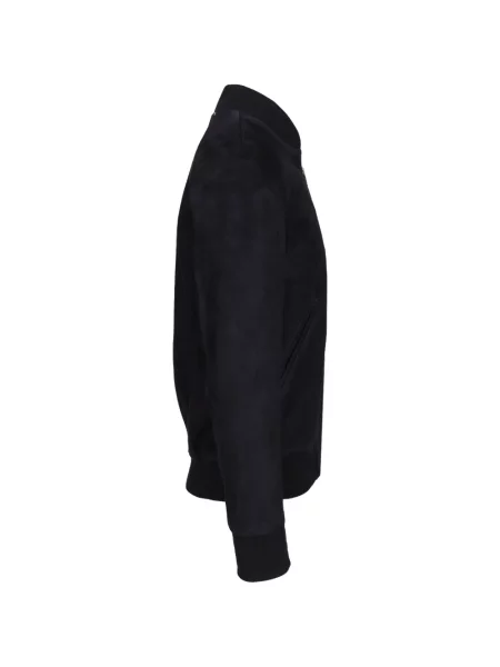 Geacă bomber Paul Smith din piele de căprioară albastru