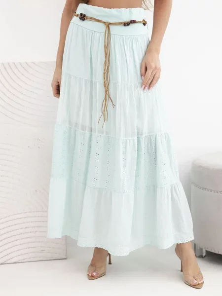 Fusta maxi Kesi Włoski cu broderie maro