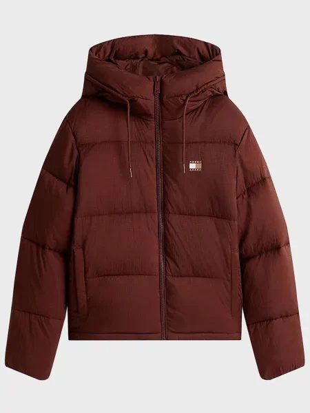 Джинсовая куртка Tommy Jeans с капюшоном коричневая