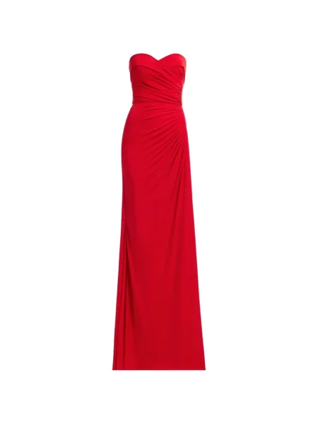 Rochie maxi Elie Saab drapată fără bretele roșu