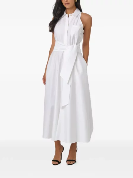 Sukienka koszulowa Toccin bez rękawów wiązana garniturowa biała