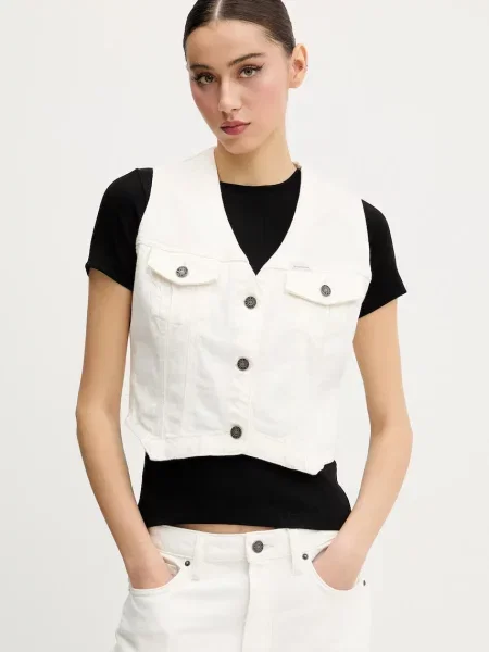 Telovnik iz jeansa Guess Jeans bež