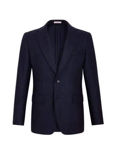 Sacou Fursac de lână cu model herringbone albastru