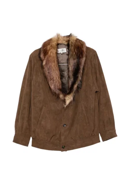 Gulerat geacă Mm6 Maison Margiela cu blană maro