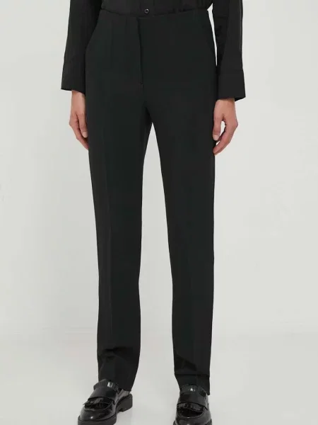 Emporio Armani pantaloni femei drept medium waist negru