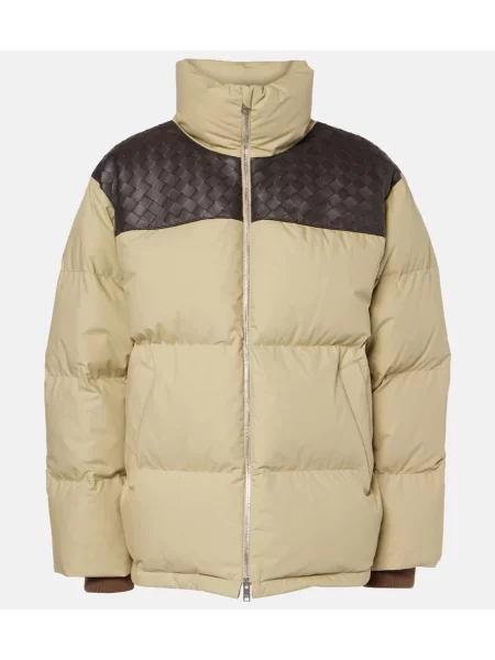 Kurtka skórzana Bottega Veneta beżowa