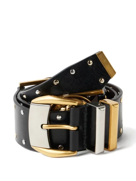Curea Versace din piele cu tepi negru