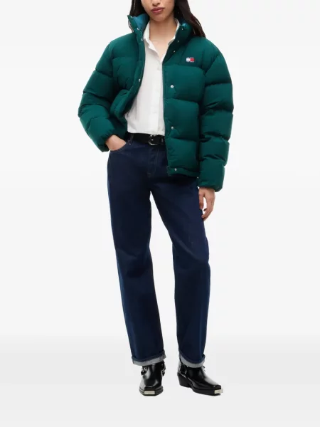 Geacă cu puf Tommy Hilfiger cu glugă verde
