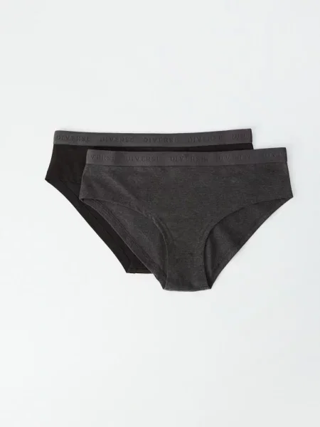 Набір трусів DIVERSE сірий/чорний бавовна/еластан чорні