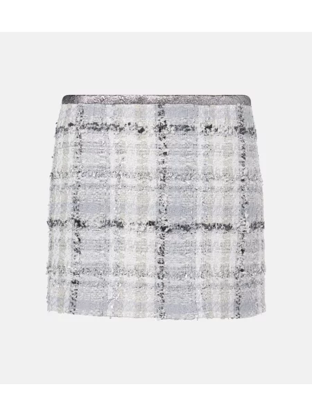 Spódnica Dolce&gabbana z niską talią w kratkę tweedowa szara