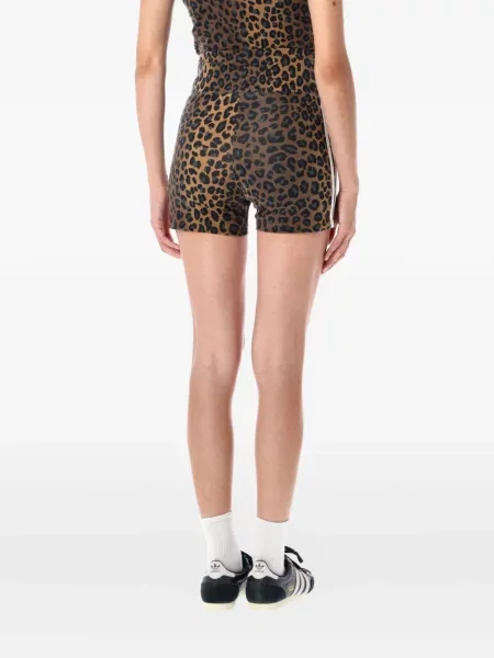 Pantaloni scurți Adidas zdrențuiți cu dungi din satin maro