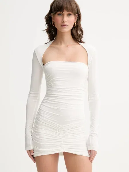 Рокля La Mania къса с кройка по тялото ZELLA бежово