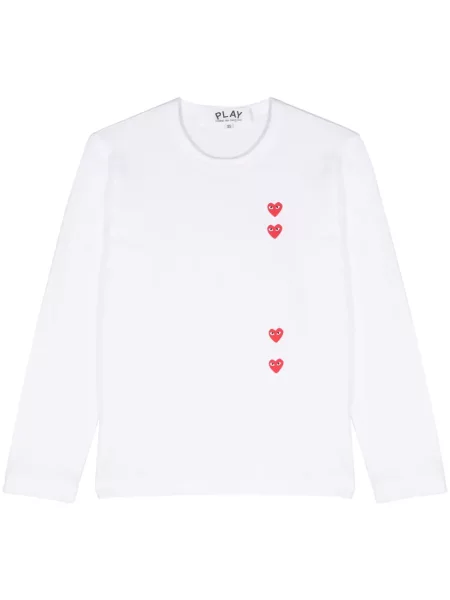 Tricou Comme Des Garcons Play cu imagine cu motiv cu inimi alb