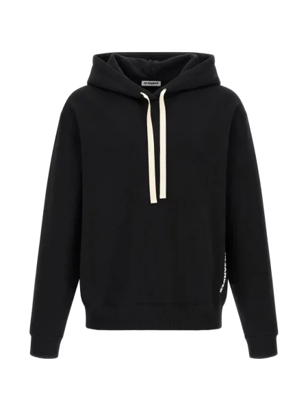 Hanorac cu glugă Jil Sander cu imagine cu cordon negru