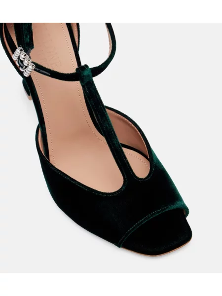 Sandali Malone Souliers iz rebrastega žameta zelena