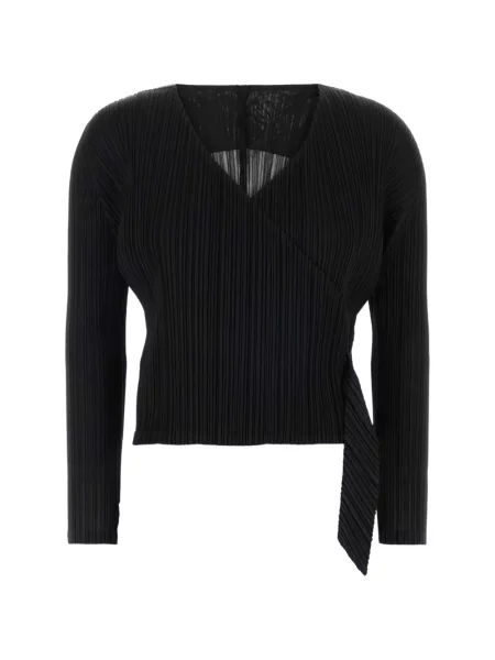 Cardigan Pleats Please Issey Miyake cu decolteu în V negru