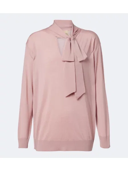 Pulover Valentino de lână cu legături roz