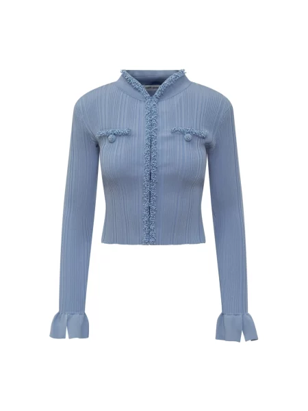 Kardigan Self-portrait z perełkami niebieski