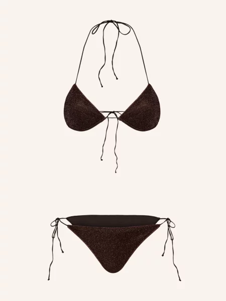 Oséree Bikiny S Trojúhelníkovým Horním Dílem Lumiere S Třpytivou Přízí tmavě / růžového zlata hnědá