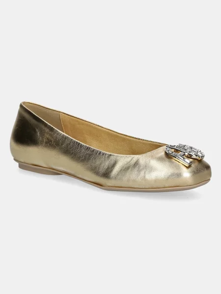 Kožené baleríny Furla Ballet Ballerina zlatá