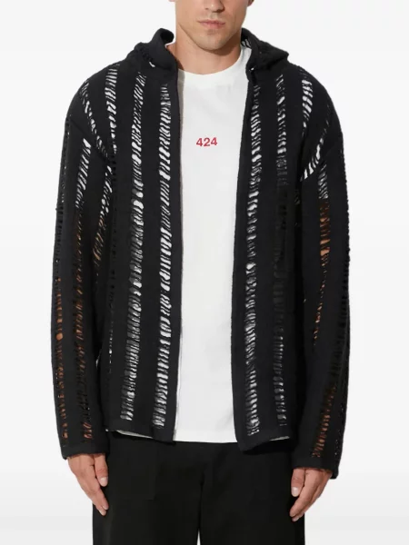 Pletena majica s kapuljačom 424 crna