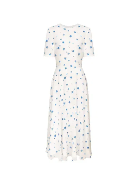 Rochie midi Post Meridiem cu model floral cu imagine până la genunchi alb