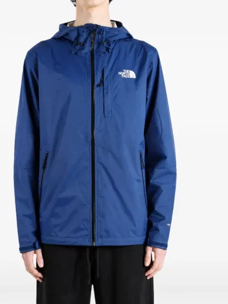 Geacă The North Face cu glugă cu imagine albastru