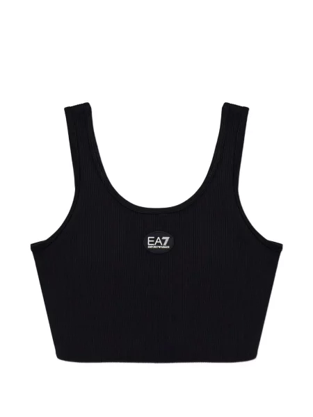 Top Ea7 Emporio Armani cu nervuri cu autograf negru