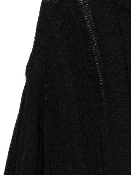 Svetr Songzio s oděrkami s kulatým výstřihem černý