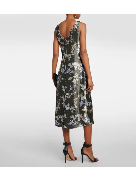 Rochie midi Vince din satin cu model floral până la genunchi